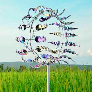 Magische Windmühle Bunt Metall Windmühle Skulpturen bewegen sich dem Lawn Wind Dekor