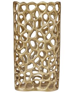 BELIANI Dekovase Gold Aluminium 33 cm Hoch Schmal mit gewelltem Rand Lochmuster Geschenkidee Modern Tischdeko Accessoires Deko Wohnaccessoire