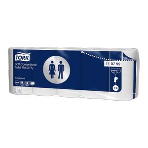 Tork 110792 weiches Kleinrollen Toilettenpapier Advanced T4 3-lagig | Karton (70 Rollen)