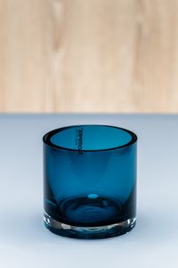 SPARK Dekoglas Glas Dunkel Blau Teelichthalter Kerzenleuchter Rund Teelichtglas / Blumenglas