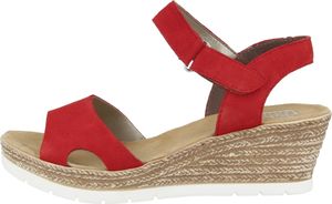 Rieker 619H3-33 Damen Schuhe Sandalen Sandaletten Keilabsatz Leder, Größe:40 EU, Farbe:Rot