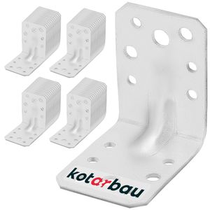 KOTARBAU® Zestaw 50 kątowników 60x60x45 mm Łącznik kątowy Wytrzymały kątownik wykonany ze stali ocynkowanej ogniowo Kątownik narożny z kątownikiem blaszanym Kątownik metalowy Kątownik stalowy 90 stopni Profil kątowy Kątownik budowlany Kątownik krzesełkowy