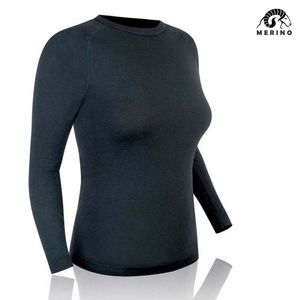 F-Lite - Merino Longshirt - Damen Langarmshirt, Damengröße:40/L, Farben:schwarz