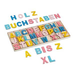 relaxdays Buntes XL Holzbuchstaben-Set 104-teilig