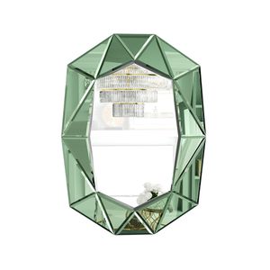 WISFOR Wandspiegel Groß Diamant Design, Grün Badspiegel Dekorative Spiegel Wand Dekor, Glasspiegel für Badezimmer, Wohnzimmer, Flur 100×72 cm