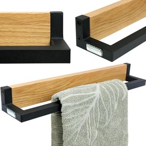 holz4home® Holz4home Handtuchhalter Eiche Massiv Handgearbeitet und Naturgeölt | 50 x 6 x 9 cm (LxBxH) | Skandinavisches Loft- Und Industriedesign