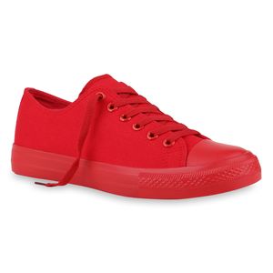 Mytrendshoe Herren Sneaker Low Canvas Turnschuhe Schnürer Freizeitschuhe 826094, Farbe: Rot, Größe: 36