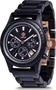 Dřevěné dřevěné hodinky Pánské 42mm chronograf analogové Nové Bergen 100% přírodní dřevo s japonským quartzovým strojem