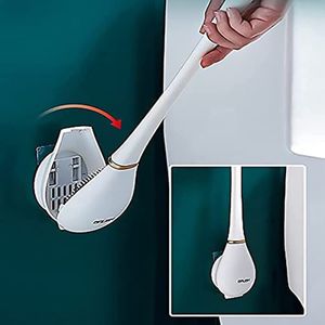 Toilettenbürste Silikon WC Bürste mit Wassertropfen Set Automatisches ​Öffnen und Schließen  Biegbarer Bürstenkopf zum(Weiß)