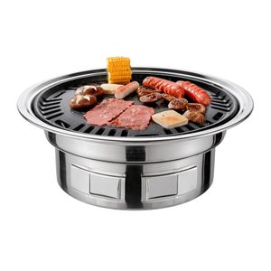 13-Zoll-koreanischer BBQ-Grill Multifunktionaler Holzkohle-Grill-Grill Runder Camping-Grill-Herd-Tisch-Raucher-Grill Gegrilltes Netz & Tablett fuer Courtyard Picnic Beach BBQ