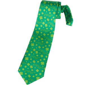 St. Patrick’s Day Krawatte mit Kleeblättern und Schriftzug - grün