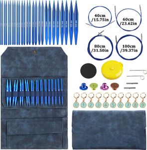 INF 13 Paar austauschbare Rundstricknadeln Set (3,0-10,0 mm) Blau