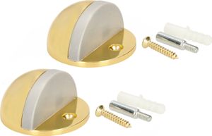 KOTARBAU® Sada 2 dverových zarážok na montáž na podlahu na obmedzenie pohybu dverí 45x25 mm mosadz
