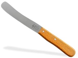 Buckelsmesser aus Solingen Frühstücksmesser Buttermesser Messer mit Holzgriff aus Buche Brötchenmesser aus Rostfreiem Edelstahl mit breiter Messerklinge 21,5 cm