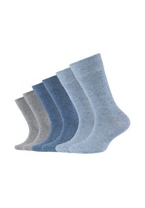 Camano Kinder Socken - Soft Socks, einfarbig, 6er Pack Blau/Grau 35-38