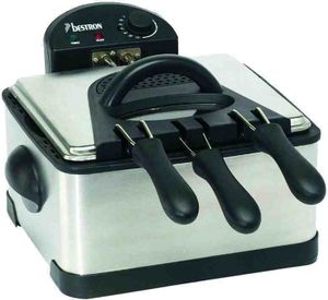 Bestron XL Öl-Fritteuse, 4 Liter, spülmaschinengeeignet, 2000 W, Farbe: silber