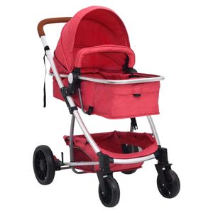 vidaXL 3-in-1-Kinderwagen Rot Aluminium