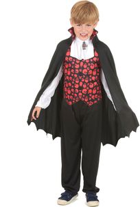 Elegantný upírsky detský kostým Dracula čierno-červený