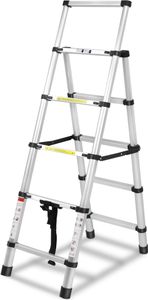 1.4+1.7M Drabina teleskopowa Drabina składana Drabina wysuwana Drabina aluminiowa 5+6 stopni Rama A Antypoślizgowa drabina wysuwana Drabina schodowa Drabina aluminiowa 150 kg udźwigu - srebrna CEEDIR 1.4+1.7M Drabina teleskopowa Drabina składana Drabina wysuwana Drabina aluminiowa 5+6 stopni Rama A Antypoślizgowa drabina wysuwana Drabina schodowa Drabina aluminiowa 150 kg udźwigu - srebrna CEEDIR