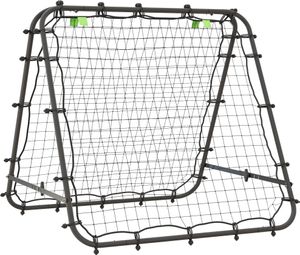 HOMCOM Fußball Rebounder Kickback Tor Rückprallwand Netz beidseitiger Rückprall Verstellbar in 5 Stufen für Fußball Training Stahl Schwarz