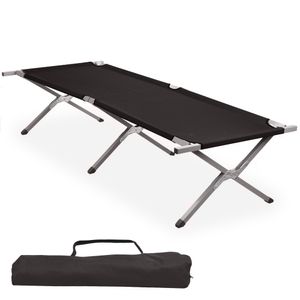 CampFeuer XXL Feldbett mit Tragetasche, Schwarz, Belastbar bis 200kg, 210 x 82,5 x 45 cm, Klappliege