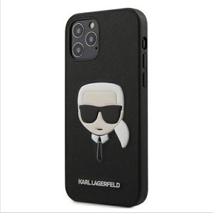 Karl Lagerfeld Apple iPhone 12 Pro Max Karls Head Hard Case Cover Schutzhülle Schwarz