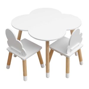 Rebecca Mobili Set mit Kindertisch und 2 Stühlen aus weißem MDF