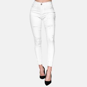 Elara Damen Jeans High Waist Destroyed YH 541 White-40 (L)