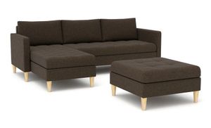 Ecksofa Oslo mit Hocker 225 cm x 140 cm LINKS mit Schlaffunktion - L-förmig - Bettkästen - Farben zur Auswahl STOFF LUX 12 Braun