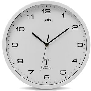 Monzana Wanduhr Funk Automatische Zeitumstellung Geräuscharm Quarzuhrwerk Analog 31 cm Indoor Funkuhr Uhr Modern Weiß