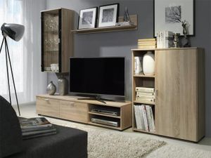 FURNIX Möbelwand VERSONICO Vitrine Hängeregal Highboard &TV-Schrank Eiche Sonoma