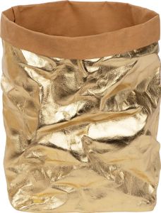ONVAYA® Aufbewahrungskorb Gold | Größe L | Krempelbox | Dekobox | Geschenkbox | Lederoptik | vegan | waschbar | Brotkorb | Badaufbewahrung