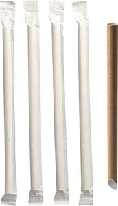 1200 Bubble Tea Halme Papier "pure" Ø 12 mm · 20 cm braun einzeln gehüllt, einseitig spitz