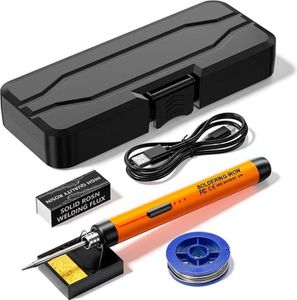 MODFU Elektrischer Lötkolben Set - 8W Lötkolben Lötset, am Lötkolben, Einstellbare Temperatur 300℃-450℃ mit Lötkolben Stift,Lötspitzen, für DIY Kunst orange