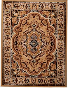 Teppich Wohnzimmer Kurzflor Orient Orientalisch Muster Braun 160 x 230 cm ( e951a-dark )