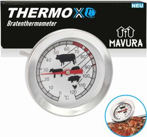 MAVURA THERMOX Teploměr na maso Teploměr na grilování steaků a pečení v troubě Nerezová ocel