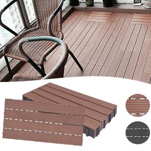 YARDIN Decking Tiles Set of 6 1m² WPC Tiles Wood Look Decking Click Tile, 30 x 60 cm Plastic Tiles for Balcony Garden, Brown