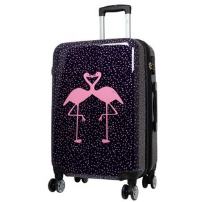 Hartschale großer Reisekoffer Flamingo Trolley 4 Rollen Motiv bunt Größe L