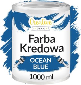 Creative Deco Ozean Blau Kreidefarbe für Möbel 1000ml | Möbellack Möbelfarbe | Für Landhaus Vintage-Stil Decoupage Möbel-Renovierung | Matt Abwaschbar | Wisch-Effekt Gradient-Effekt möglich