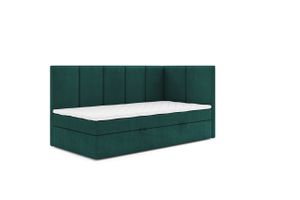 Boxspringbett Polsterbett Einzelbett DENIS MAX 80 x 200 cm mit Bettkasten und Matratzentopper Bett Schlafzimmer Jugendbett Kinderbett H3 Seite: rechts (Swing 8 - grün)