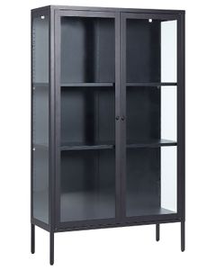 BELIANI Büroschrank schwarz aus Stahl 90 x 35 x 150 cm, 2 Türen, Glasfront und -seiten, Vitrine