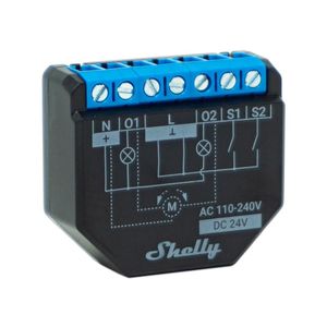 Shelly PLUS 2PM Relay, WiFi, se 2 kanály, měřičem výkonu a režimem rolování