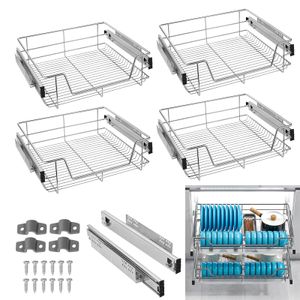 XMTECH 4 kusy kuchyňské police Teleskopická kuchyňská zásuvka Zásuvka do ložnice Výsuvná police vhodná pro skříně 60 cm