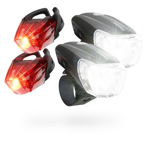 2x ABSINA LED Fahrradlicht Set USB aufladbar - 100m Reichweite, 180 Lumen & 50 Lux - Fahrradbeleuchtung Set StVZO zugelassen