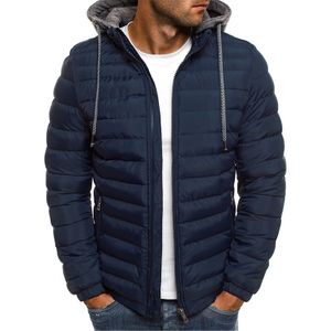 Herren Winter Daunenjacke Leichter Daunenmantel Mit Kapuze Warm Outwear Mantel Reißverschluss,Farbe: Navy blau,Größe:XL