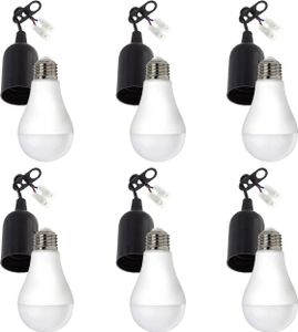 6er Vorteilspack E27 Baufassung für Umzüge mit Lüsterklemme - inkl. 6x LED Lampe E27- A60 - 9W 6000K Tageslichtweiß