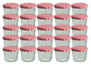 CAPCRO 25er Set Sturzglas 230 ml Marmeladenglas Einmachglas Einweckglas To 82 rot karierter Deckel