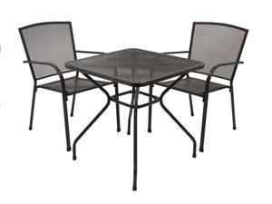 DEGAMO Bistroset Sitzgruppe Gartengarnitur CLASSIC 3-teilig, Streckmetall anthrazit (Tisch 70x70cm)