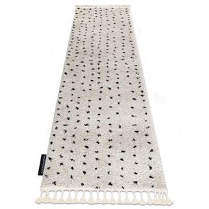 Teppich BERBER SYLA B752, creme mit Punkten - Quasten, für Küche, Flur, Flur, Flur (Größe: 60x250 cm)