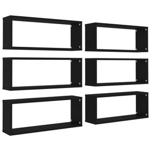 vidaXL Cube Shelves 6 ks Černá 60x15x23 cm Dřevěný materiál